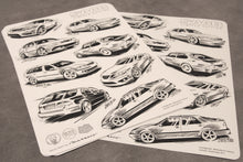 Load image into Gallery viewer, Set of original illustrated SAAB stickers
